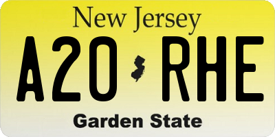 NJ license plate A20RHE