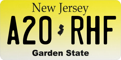 NJ license plate A20RHF