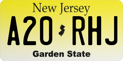 NJ license plate A20RHJ