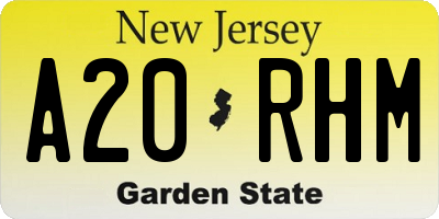 NJ license plate A20RHM