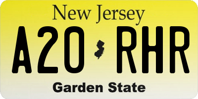 NJ license plate A20RHR