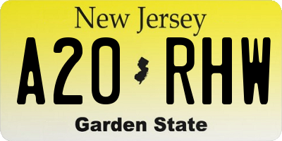 NJ license plate A20RHW