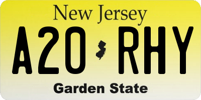 NJ license plate A20RHY