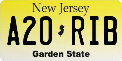 NJ license plate A20RIB
