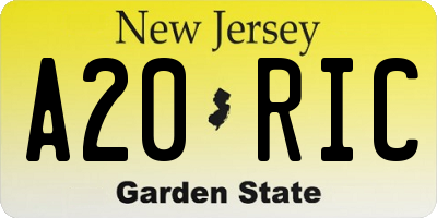 NJ license plate A20RIC