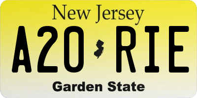 NJ license plate A20RIE