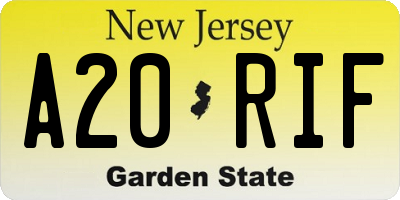 NJ license plate A20RIF