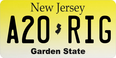 NJ license plate A20RIG