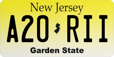 NJ license plate A20RII