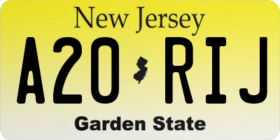 NJ license plate A20RIJ