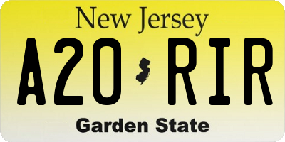 NJ license plate A20RIR