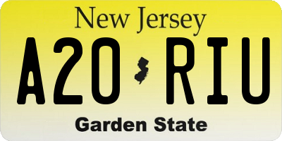 NJ license plate A20RIU