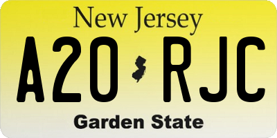 NJ license plate A20RJC