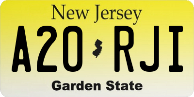 NJ license plate A20RJI