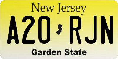 NJ license plate A20RJN