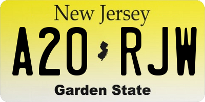 NJ license plate A20RJW