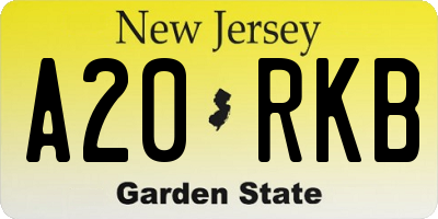 NJ license plate A20RKB