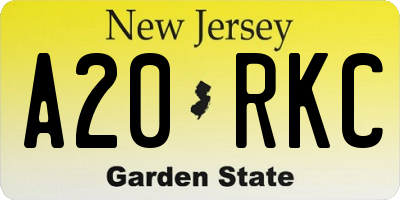 NJ license plate A20RKC