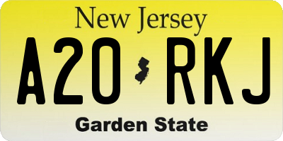 NJ license plate A20RKJ
