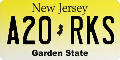 NJ license plate A20RKS