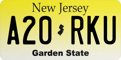NJ license plate A20RKU