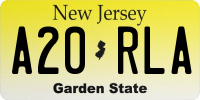 NJ license plate A20RLA