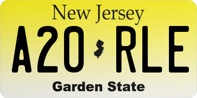 NJ license plate A20RLE