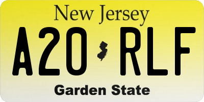 NJ license plate A20RLF