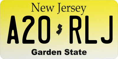 NJ license plate A20RLJ
