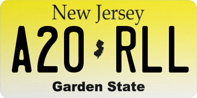 NJ license plate A20RLL