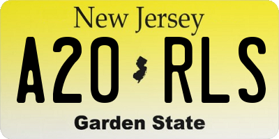 NJ license plate A20RLS