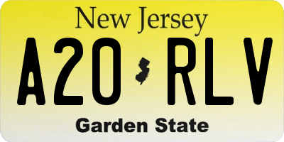 NJ license plate A20RLV