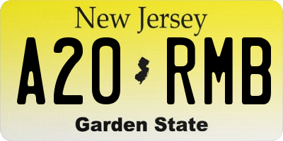NJ license plate A20RMB