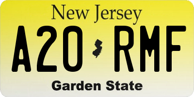 NJ license plate A20RMF