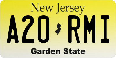 NJ license plate A20RMI