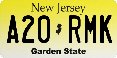NJ license plate A20RMK