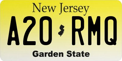NJ license plate A20RMQ
