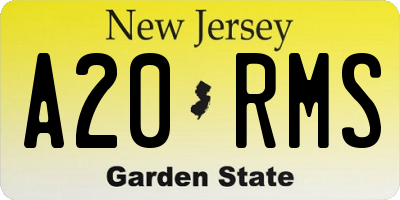 NJ license plate A20RMS