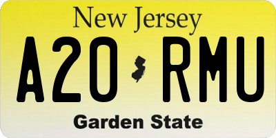 NJ license plate A20RMU
