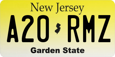 NJ license plate A20RMZ