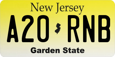 NJ license plate A20RNB
