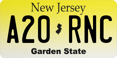 NJ license plate A20RNC