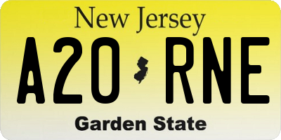 NJ license plate A20RNE