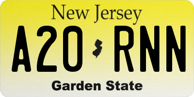 NJ license plate A20RNN