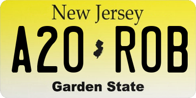 NJ license plate A20ROB