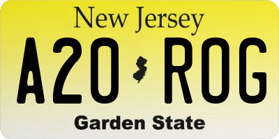NJ license plate A20ROG