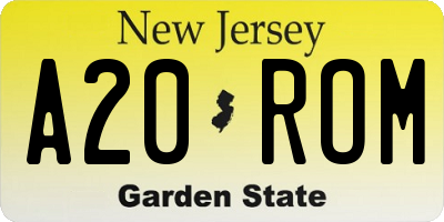 NJ license plate A20ROM