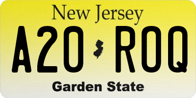 NJ license plate A20ROQ