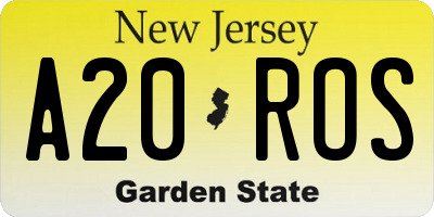 NJ license plate A20ROS