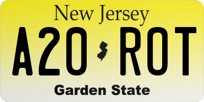 NJ license plate A20ROT